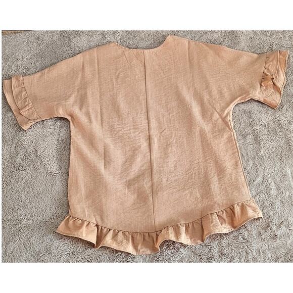 Coco + Carmen Carley Flowy Ruffle Top Brown Ruffle Blouse Women's Sz Xs NWT - Picture 5 of 8